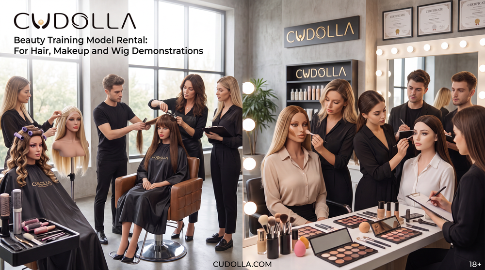 Beauty training model rental for hair, makeup, and wig demonstrations at a professional Orlando beauty academy